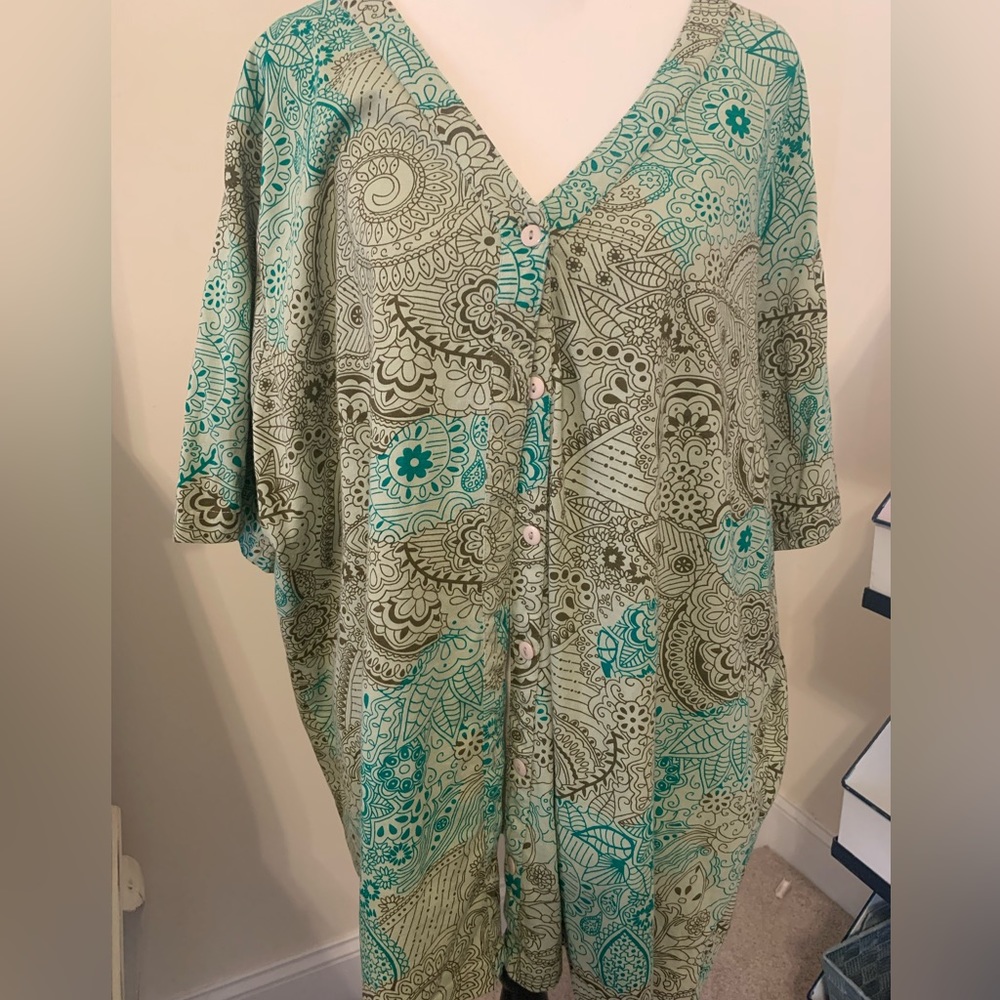 Ulla Popken green shirt sleeve plus size top, 20/22